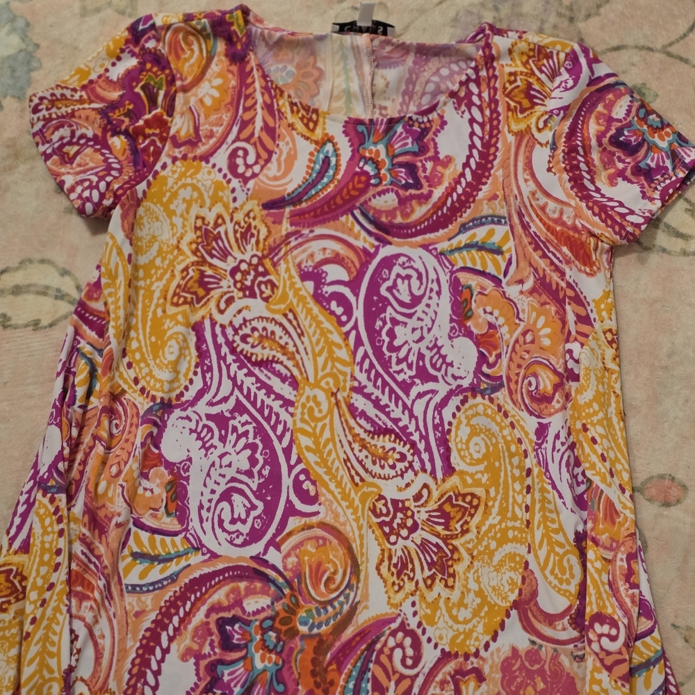 Chaus Vibrant Paisley Blouse in Pink and Yellow